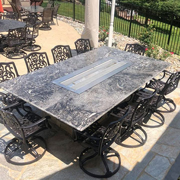 Outdoor Table Top fabricated and installed by Granite Works